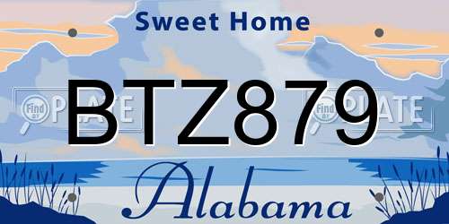 BTZ879 Alabama License Plate