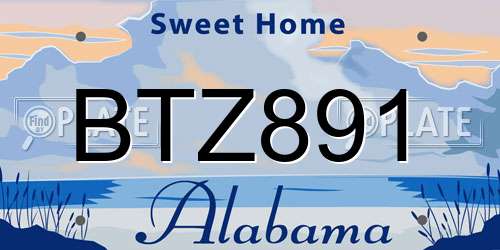 BTZ891 Alabama License Plate