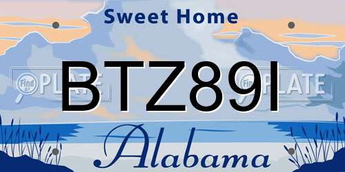 BTZ89I Alabama License Plate