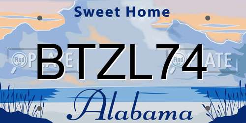 BTZL74 Alabama License Plate