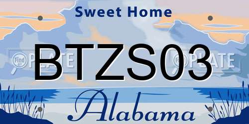 BTZS03 Alabama License Plate