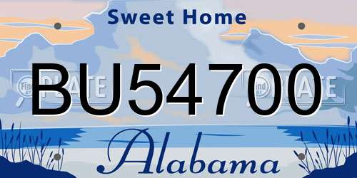 BU54700 Alabama License Plate