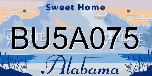 BU5A075 Alabama License Plate
