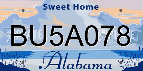 BU5A078 Alabama License Plate