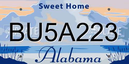 BU5A223 Alabama License Plate