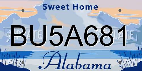 BU5A681 Alabama License Plate