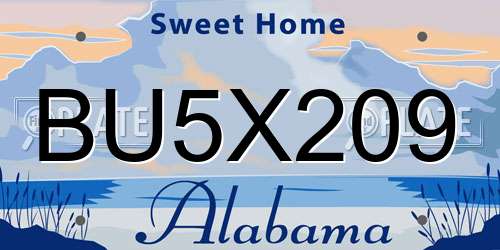 BU5X209 Alabama License Plate