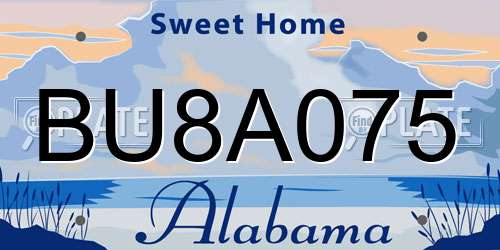 BU8A075 Alabama License Plate