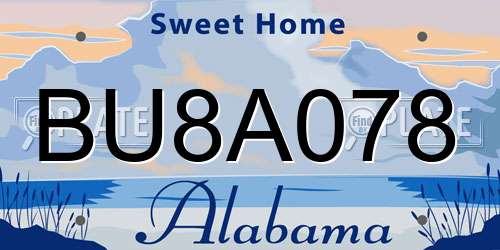 BU8A078 Alabama License Plate