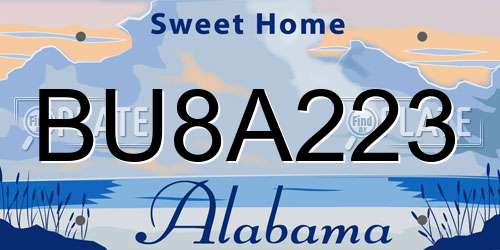 BU8A223 Alabama License Plate