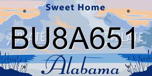 BU8A651 Alabama License Plate