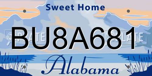 BU8A681 Alabama License Plate