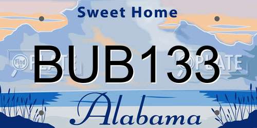 BUB133 Alabama License Plate