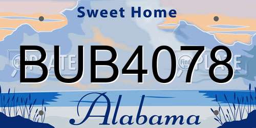 BUB4078 Alabama License Plate