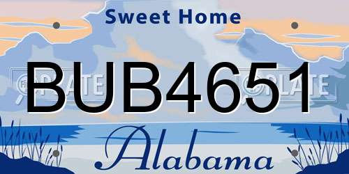 BUB4651 Alabama License Plate