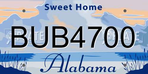 BUB4700 Alabama License Plate