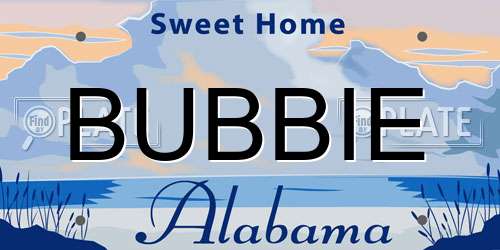BUBBIE Alabama License Plate