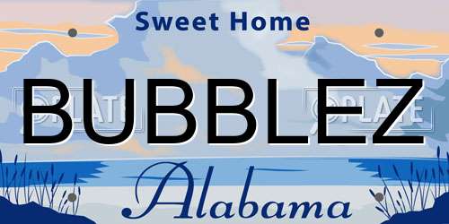 BUBBLEZ Alabama License Plate