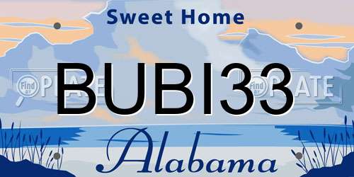 BUBI33 Alabama License Plate