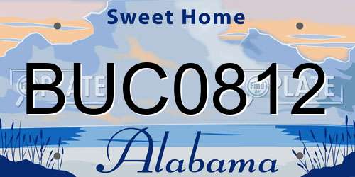 BUC0812 Alabama License Plate