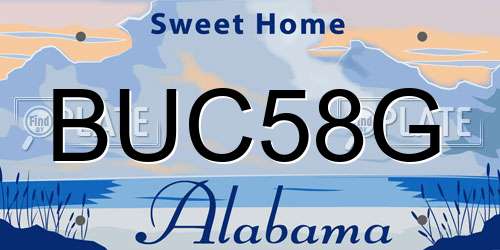 BUC58G Alabama License Plate