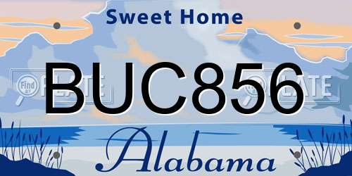 BUC856 Alabama License Plate