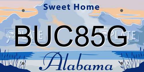 BUC85G Alabama License Plate