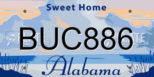 BUC886 Alabama License Plate