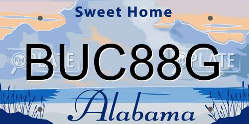 BUC88G Alabama License Plate