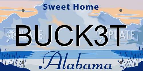 BUCK3T Alabama License Plate