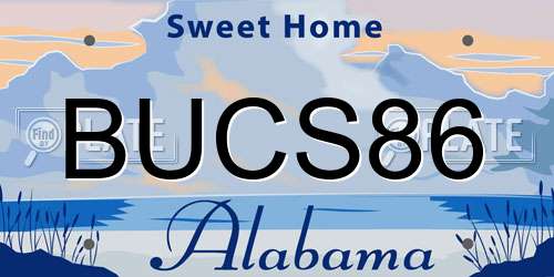 BUCS86 Alabama License Plate