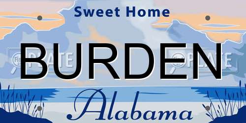 BURDEN Alabama License Plate
