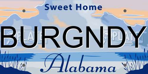 BURGNDY Alabama License Plate