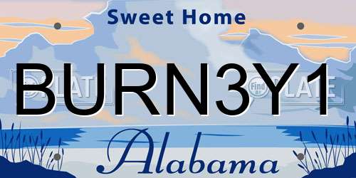 BURN3Y1 Alabama License Plate