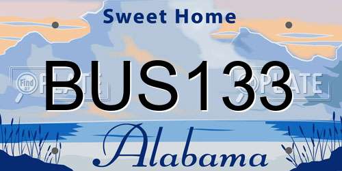 BUS133 Alabama License Plate