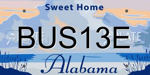 BUS13E Alabama License Plate