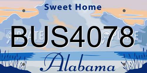 BUS4078 Alabama License Plate