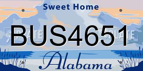 BUS4651 Alabama License Plate