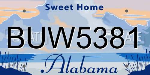 BUW5381 Alabama License Plate
