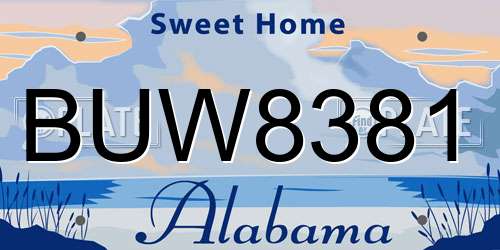 BUW8381 Alabama License Plate