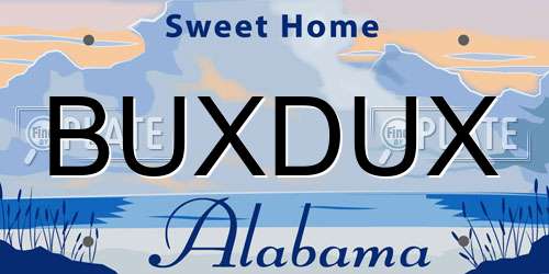 BUXDUX Alabama License Plate