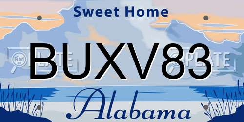 BUXV83 Alabama License Plate