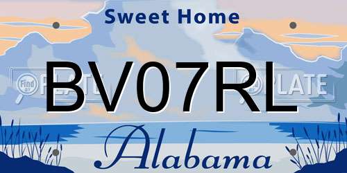 BV07RL Alabama License Plate