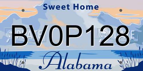 BV0P128 Alabama License Plate