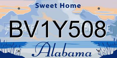 BV1Y508 Alabama License Plate