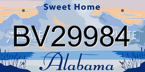 BV29984 Alabama License Plate