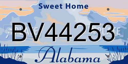 BV44253 Alabama License Plate