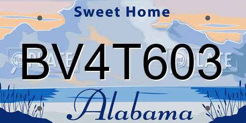 BV4T603 Alabama License Plate