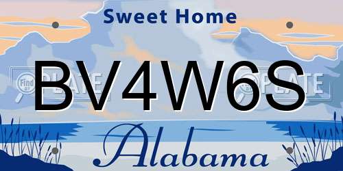 BV4W6S Alabama License Plate