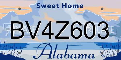 BV4Z603 Alabama License Plate